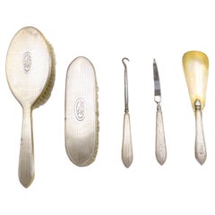 Antique 5-Piece American Victorian Silver Brush Vanity Set