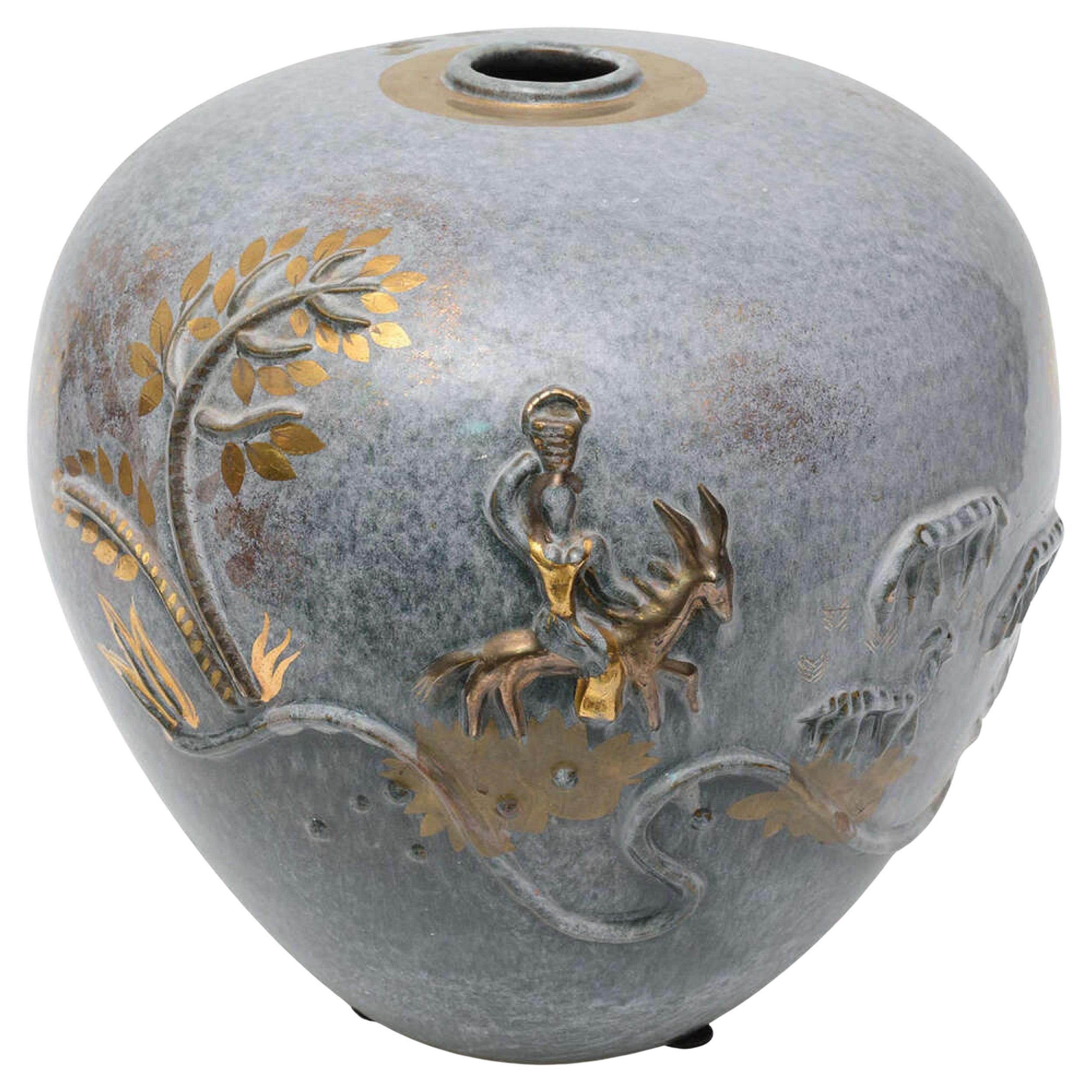 Vase moderne italien en poterie émaillée