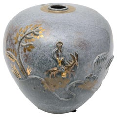Vase moderne italien en poterie émaillée