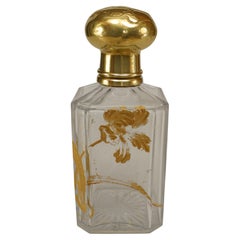 Frasco de perfume francés de cristal dorado Ar Nouveau