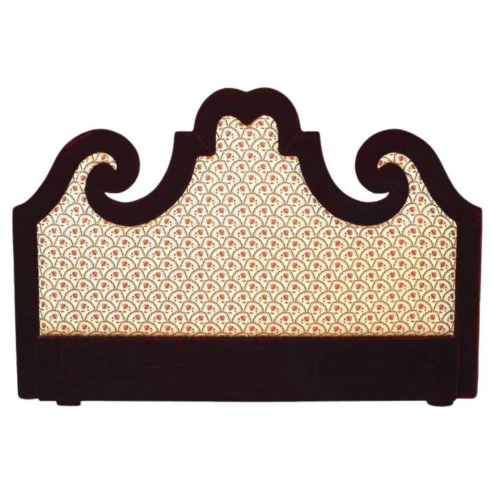 French Victorian Damask Upholstered King Headboard