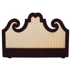 French Victorian Damask Upholstered King Headboard