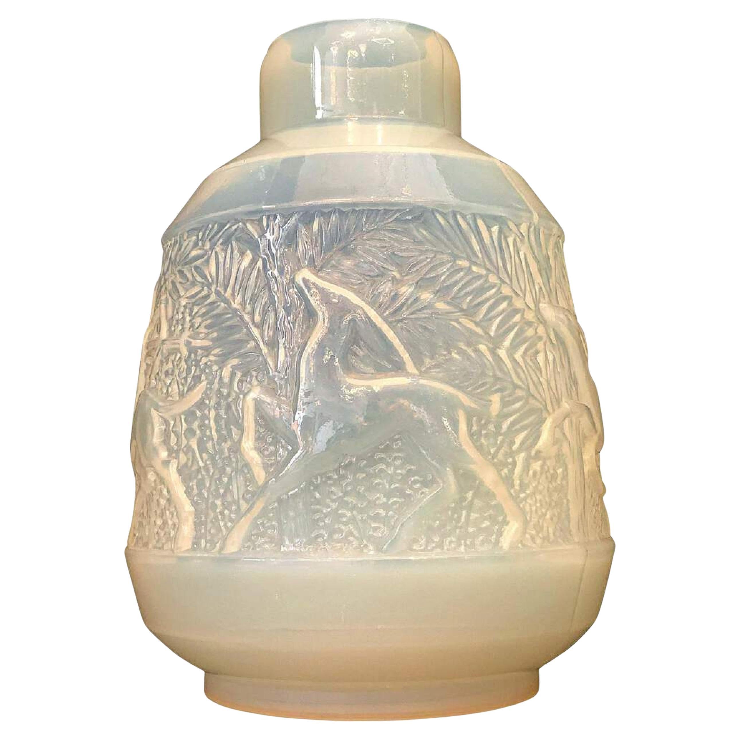 Rare French Art Deco Iridescent Glass Vase, Etling