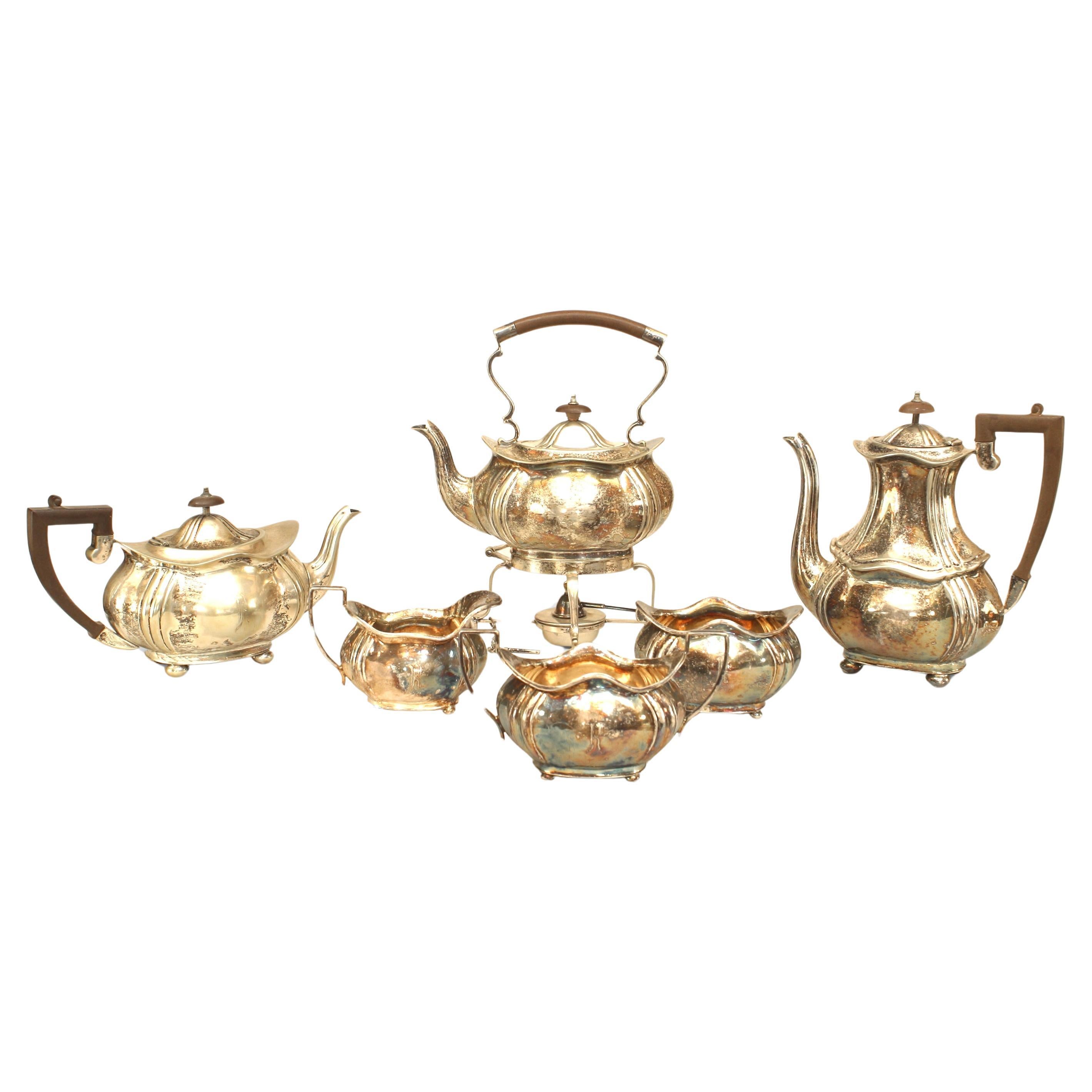 Set da tè da 6 pezzi in argento di epoca vittoriana inglese