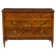 Antique Maggiolini Italian Neo-Classical Inliad Marquetry 3-Drawer Commode
