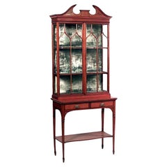 English Sheraton Satinwood and Glass Cabinet