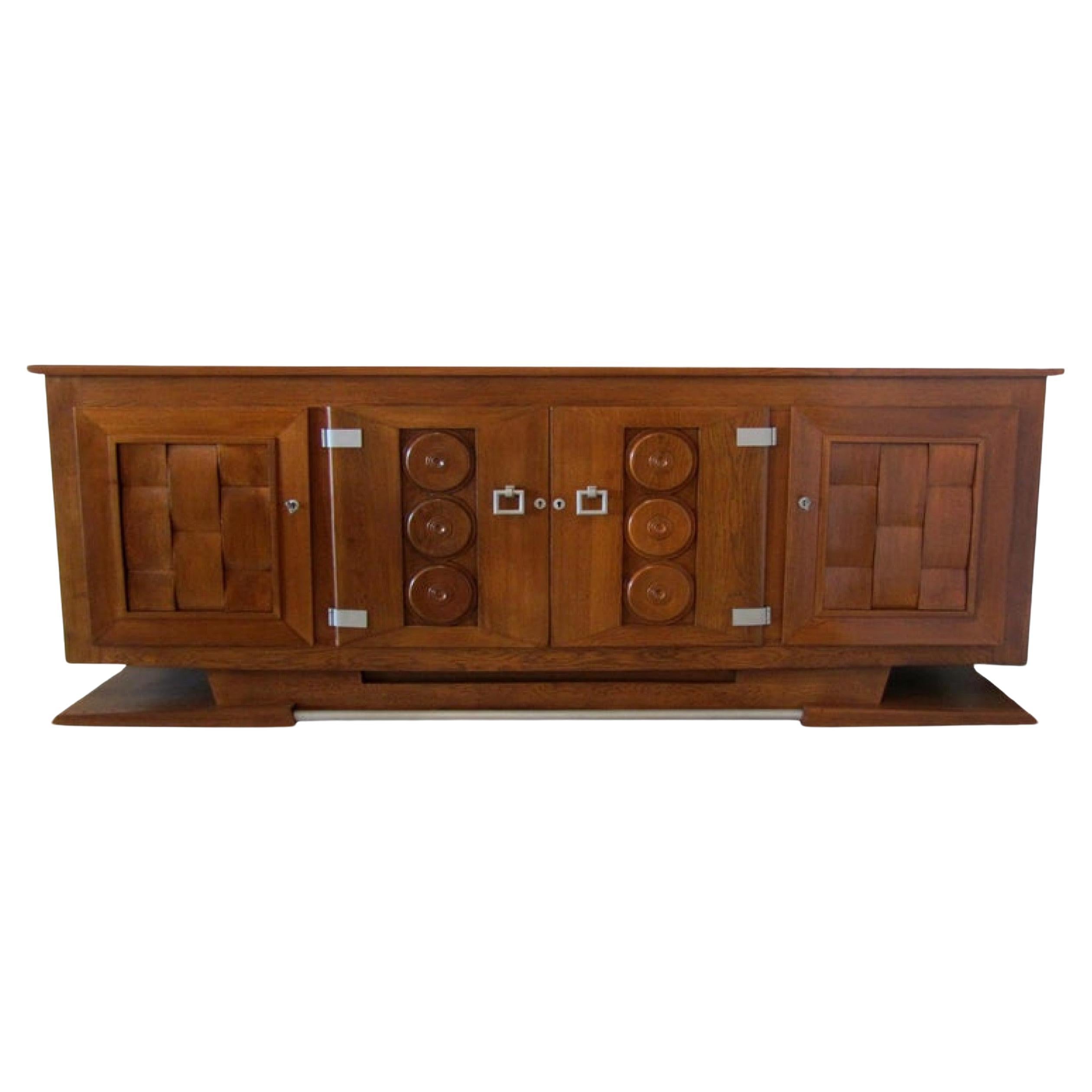 Credenza moderna francese a 4 ante in castagno, Charles Dudouyt in vendita