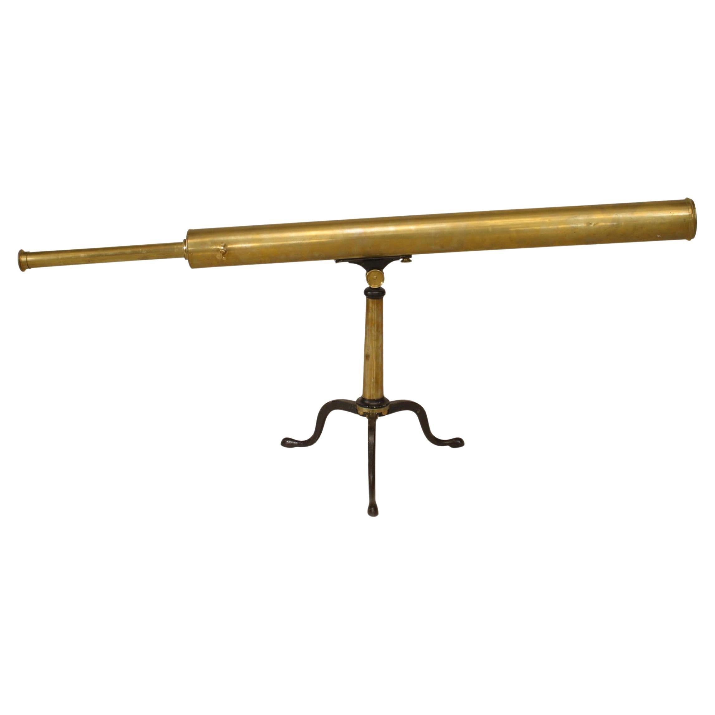 English Victorian Brass Telescope, Circa 1890, Three-Legged Base, UK