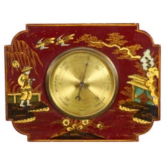 English Regency Red Lacquer Barometer