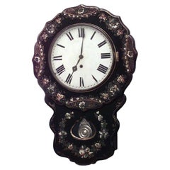 English Victorian Papier Mache Wall Clock