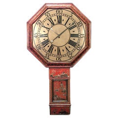 Englische Regency-Wanduhr aus rotem Lack