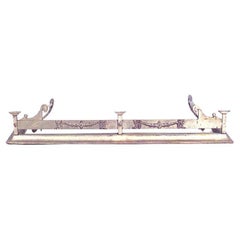 Hand-Crafted English Adam Brass Fire Fender, Scroll Design, Circa 1890