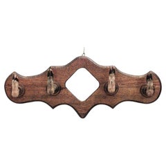 Hand-Crafted American Country Victorian Oak Wall Hatrack with Mirror