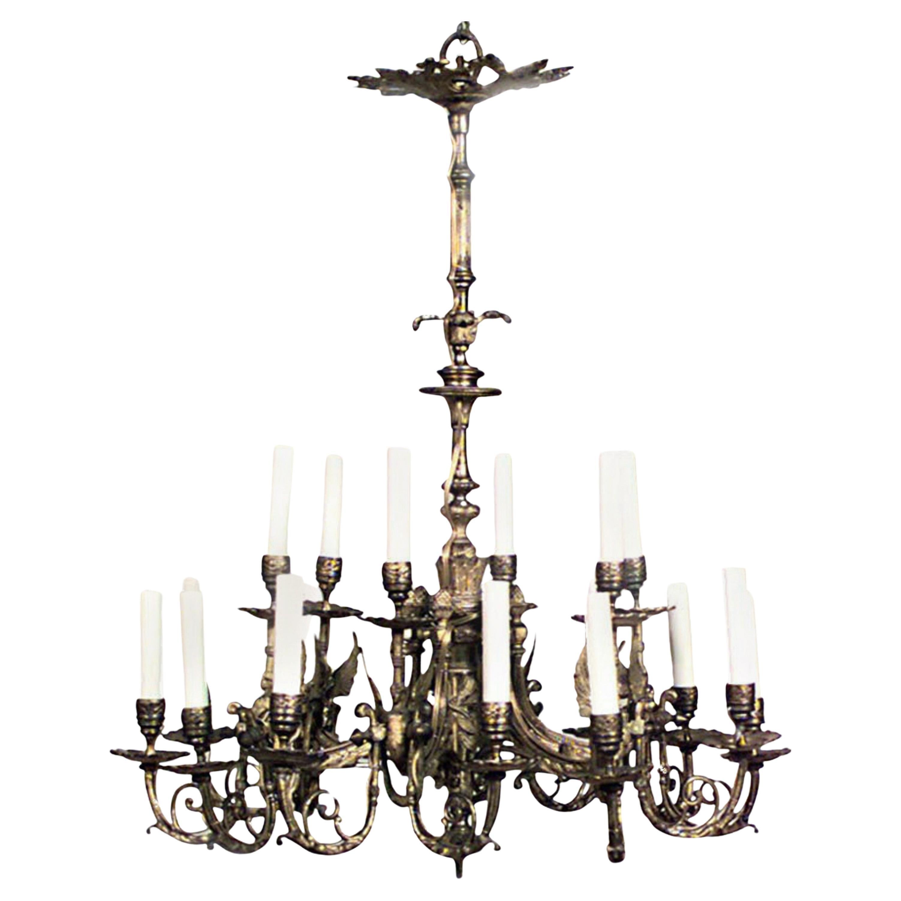 Lustre de style Empire français, bronze doré, 18 branches, CIRCA 1850