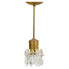 Mid-Century Chandelier, Brass Body with Glass Shade, Late 1900s, Each