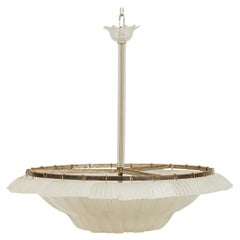 Mid-Century dome form frosted textured glass chandelier