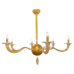 Lampadario moderno italiano in vetro di Murano soffiato a mano a 6 bracci, "Stellare", Seguso