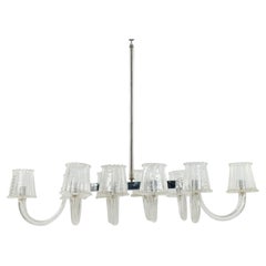 1940s Barovier&Toso Venetian Murano Chandelier with Chrome Frame