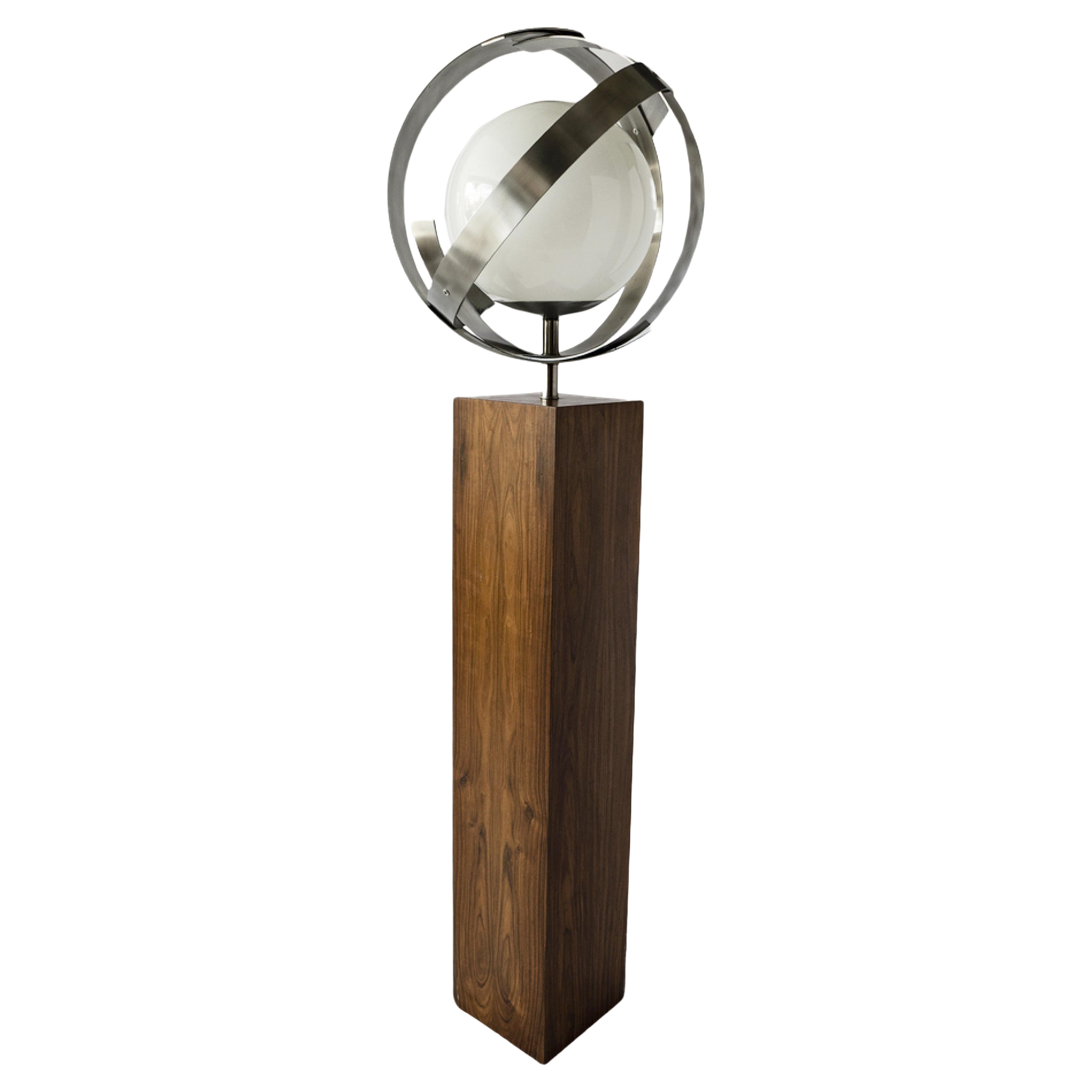 Lámpara de pie moderna americana de palisandro, acero inoxidable y cristal en venta