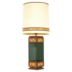 American Mid-Century Smoked Glass and Cork Table Lamp