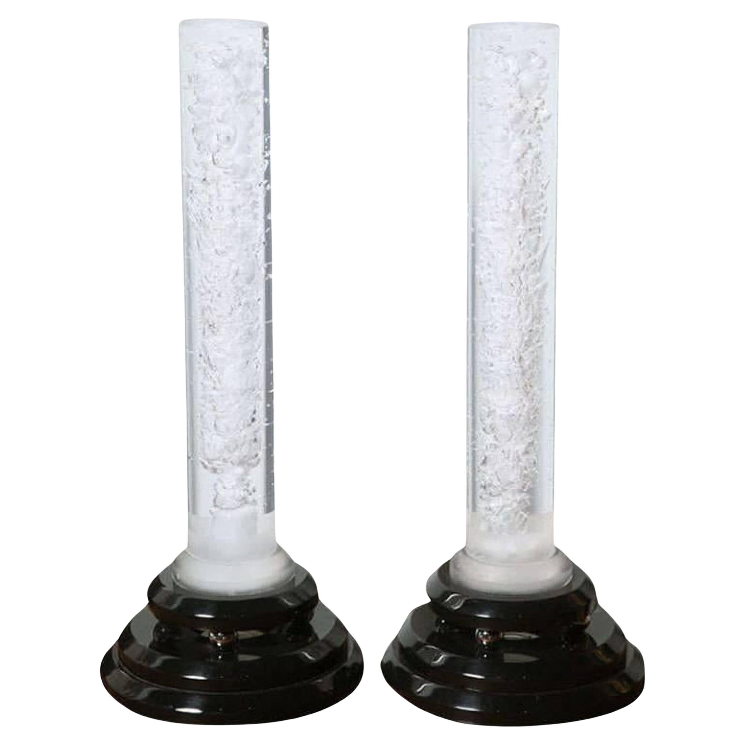 Pair of Haziza Lucite "Bubble" Lamps For Sale