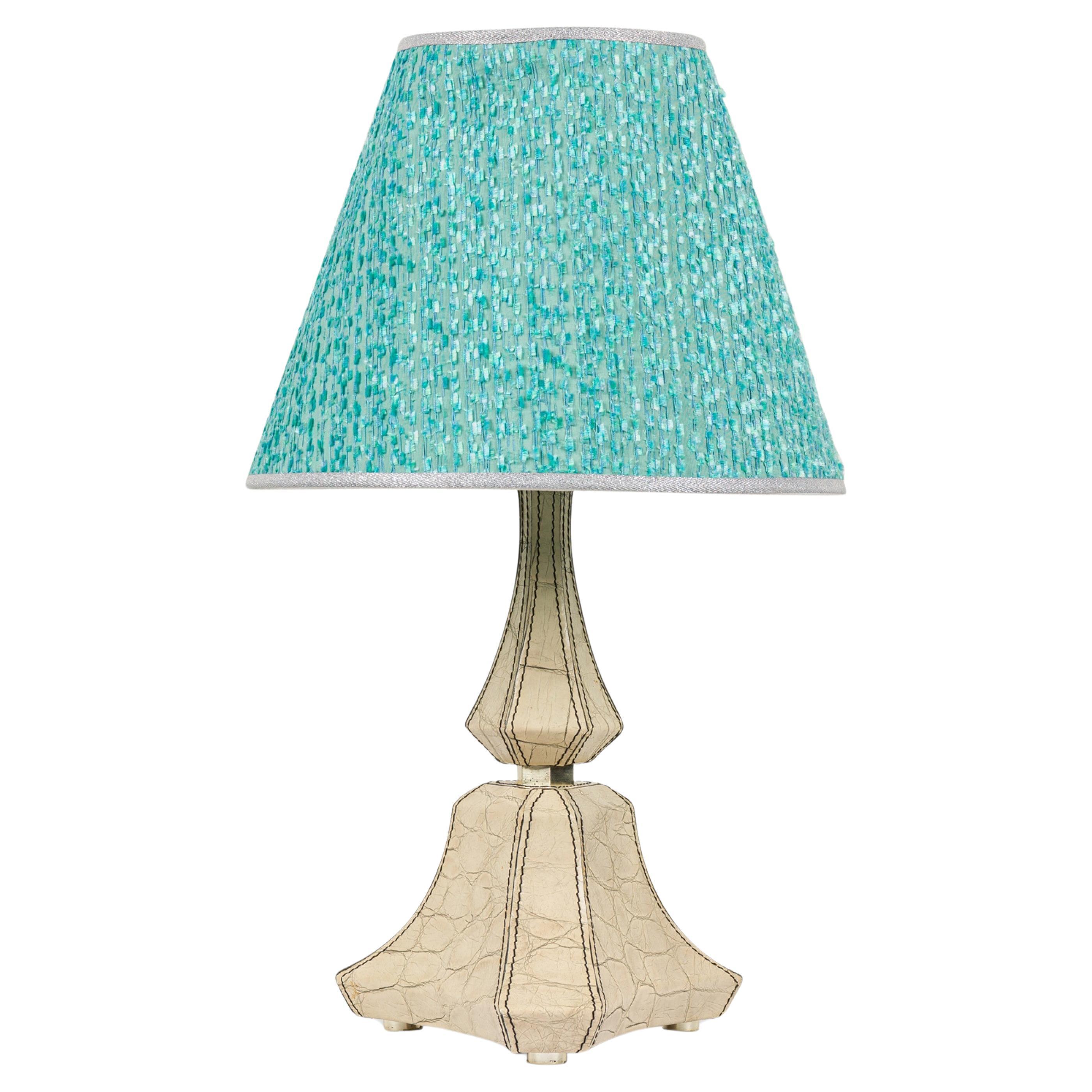 Embossed Leather Lamp For Sale