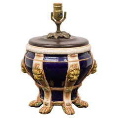 Victorian Porcelain Table Lamp, Minton Style, Hand-Crafted, Circa 1850