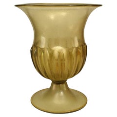 Italian Murano Pulegoso Green Glass Urn Table Lamp