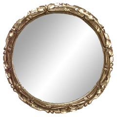 Italian Rococo Style Round Carved Giltwood Wall Mirror