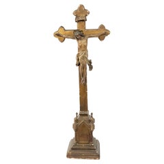 Italian Renaissance Carved Wood Crucifix