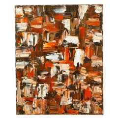 Abstract Painting of Red, Brown, and White Squares