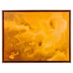 Abstrakte Gemälde in Gold, handgemalte moderne Kunst aus dem späten 20. Jahrhundert