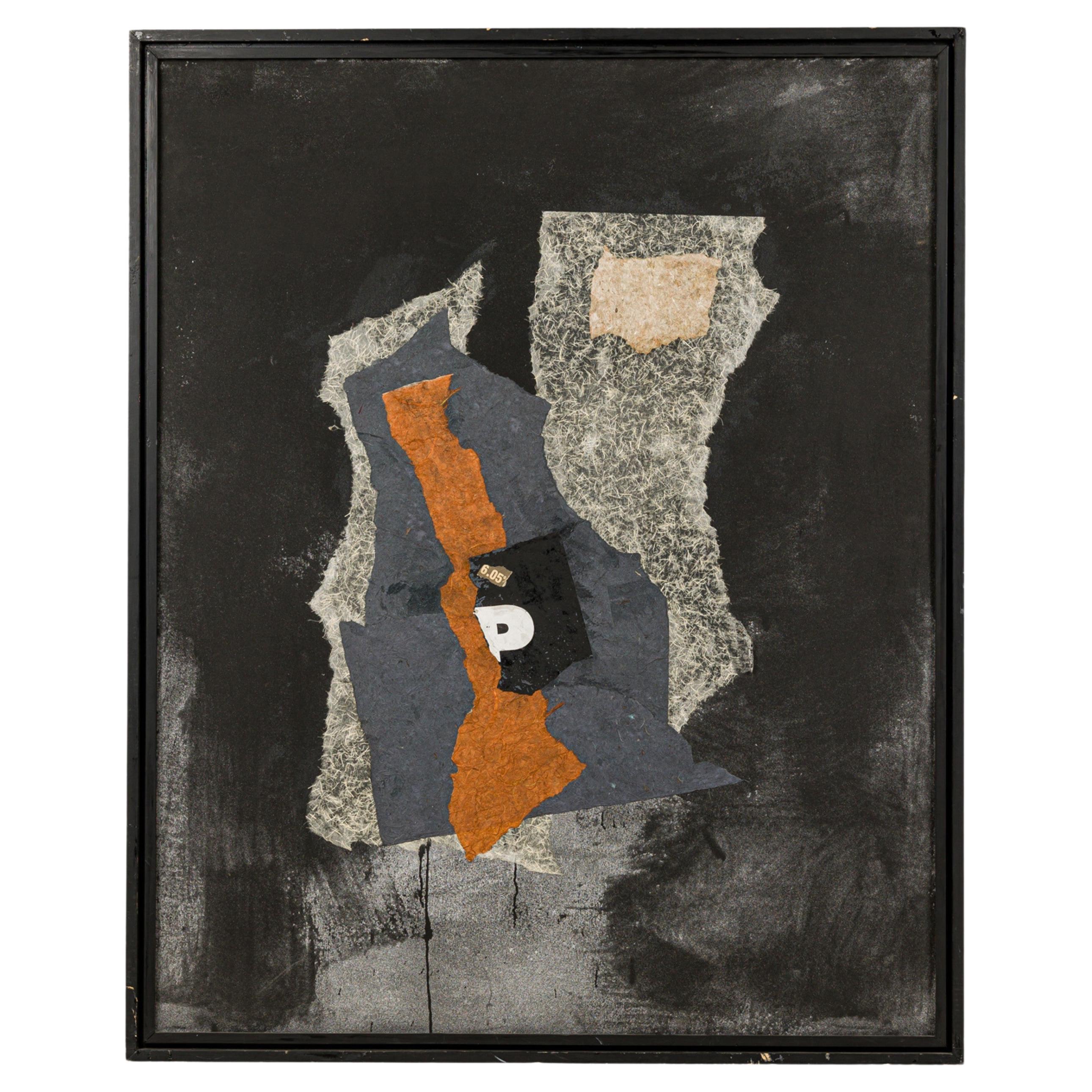 Peinture abstraite de type collage, peinture moderne réalisée à la main, fin du XXe siècle, États-Unis