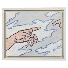 Cuadro de «Dios y Adán», arte pop moderno, finales del siglo XX