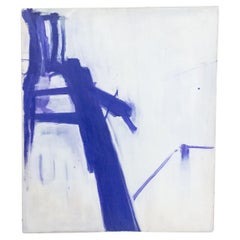 Hand-Painted Abstract Expressionist Blue Painting, 42x36 Inches