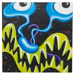AP Big Eyes Abstract Painting, Hand-Painted, Modern, Late 20th Century