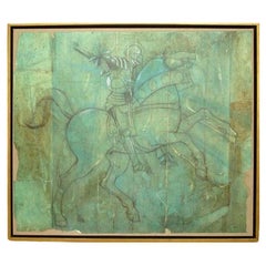 Hand-Painted Neoclassical Horseman in Green, Late 20th Century