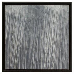 Abstraktes Gemälde mit grauen Linien, handgemalt, modern, Ende des 20. Jahrhunderts