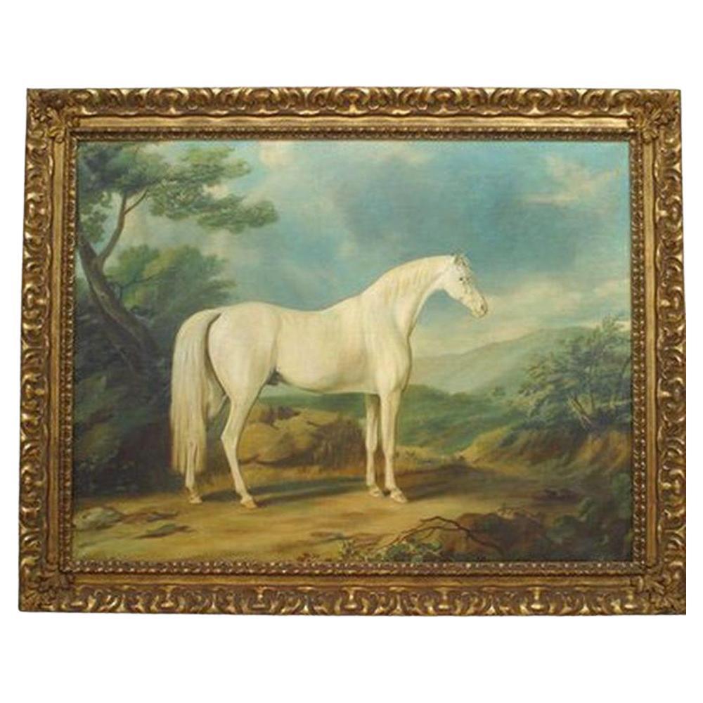 Handgefertigtes Porträt eines weißen Pferdes, British Colonial, Ende des 20. Jahrhunderts im Angebot