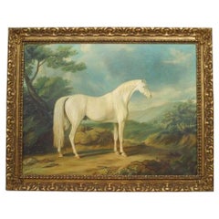 Hand-Crafted White Horse Portrait, British Colonial, Late 20th Century