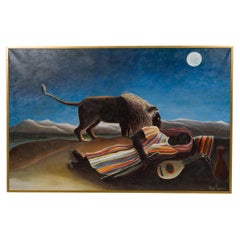 Sleeping Gypsy Painting Copy, Antique Wall Art, 48x75 Inches