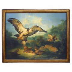 Hunt of the Falcon Hand-Painted Wildlife Art, Louis XV Style