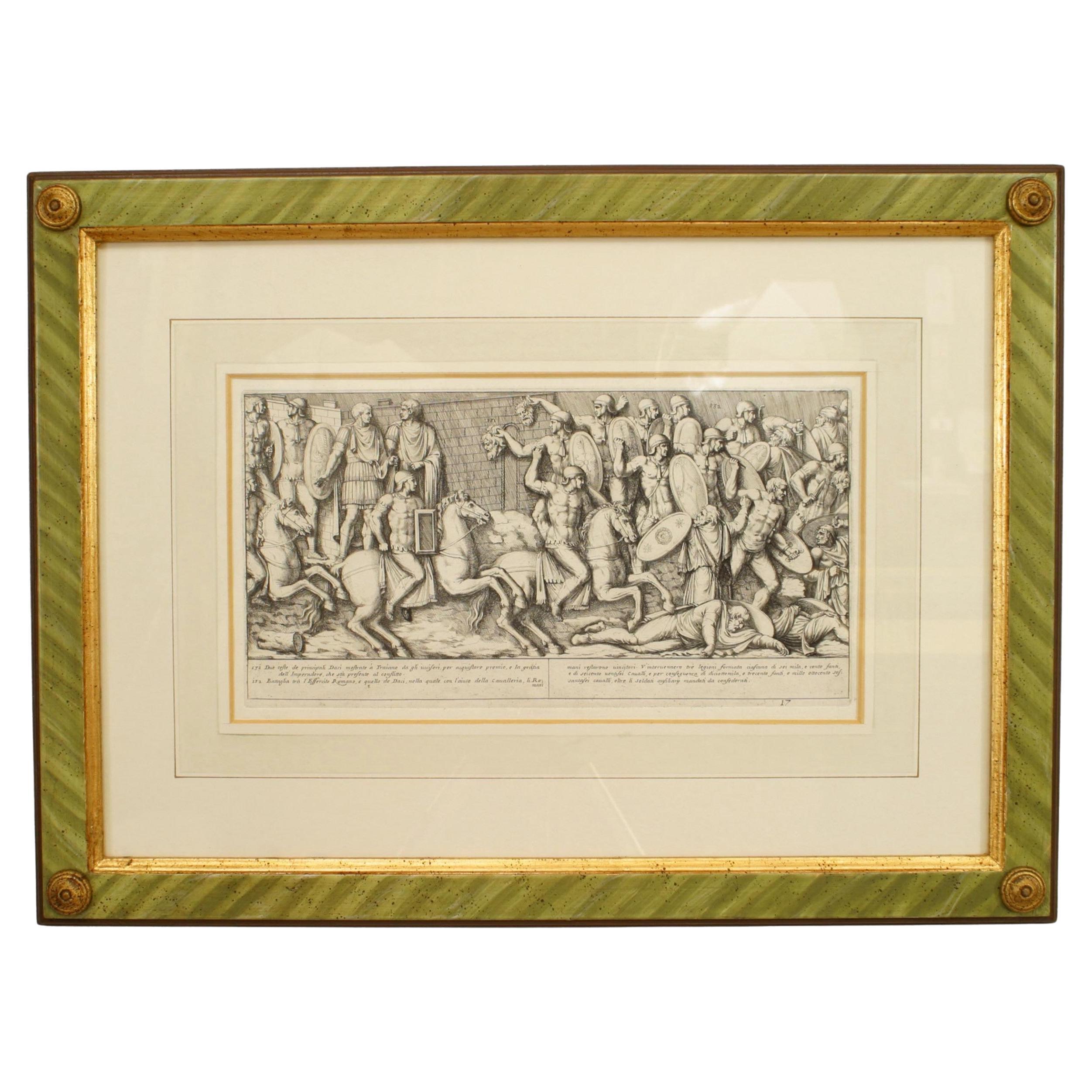 Neo-Classic Roman Historical Scene Print, Hand-Painted, 20th Century