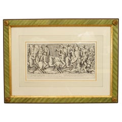 Neo-Classic Roman Historical Scene Print, Hand-Painted, 20th Century