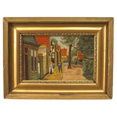 Dutch Biedermeier Oil Painting of Street Scene, 20th Century, 12x16