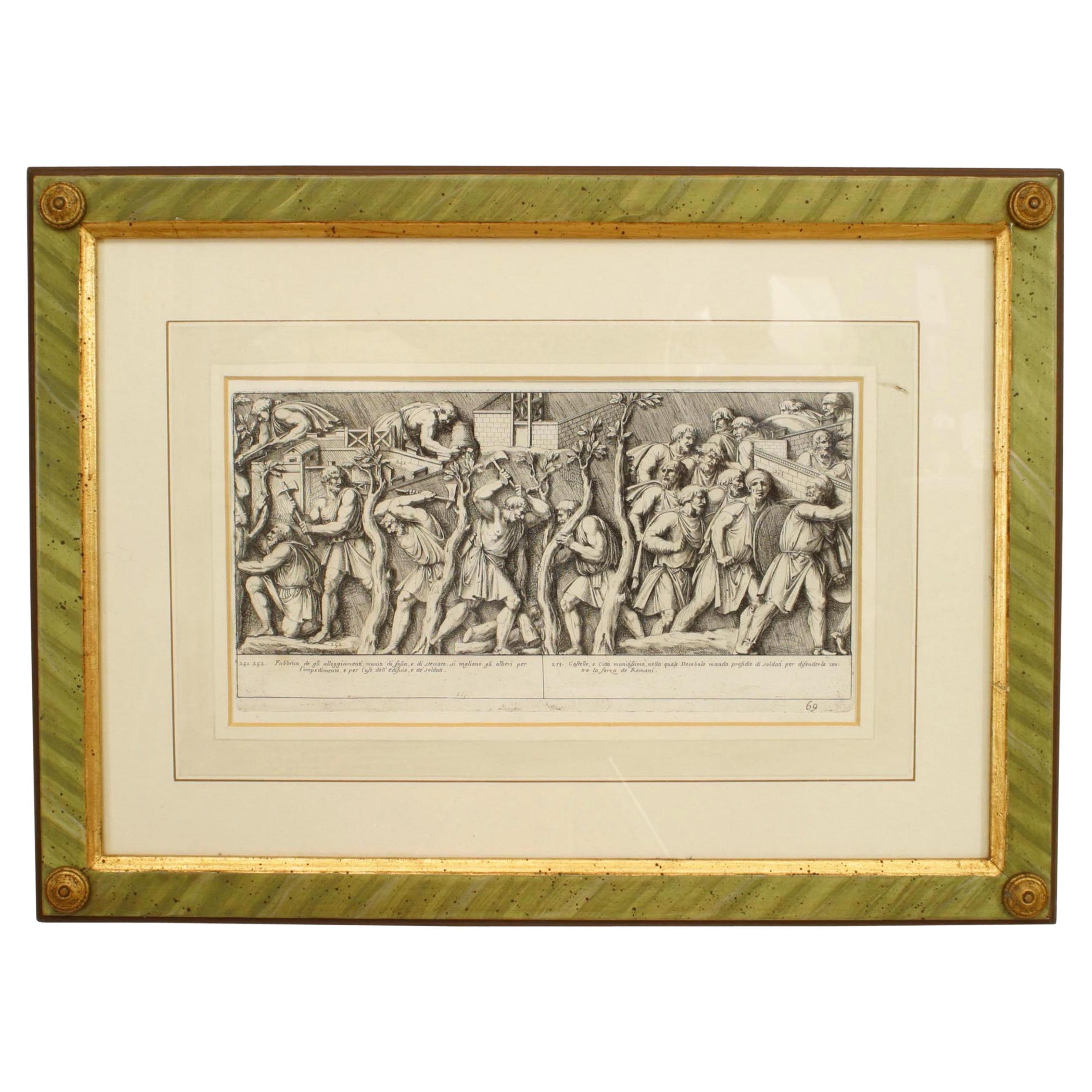 Neo-Classic Roman Historical Scene Print, Hand-Painted, 20th Century