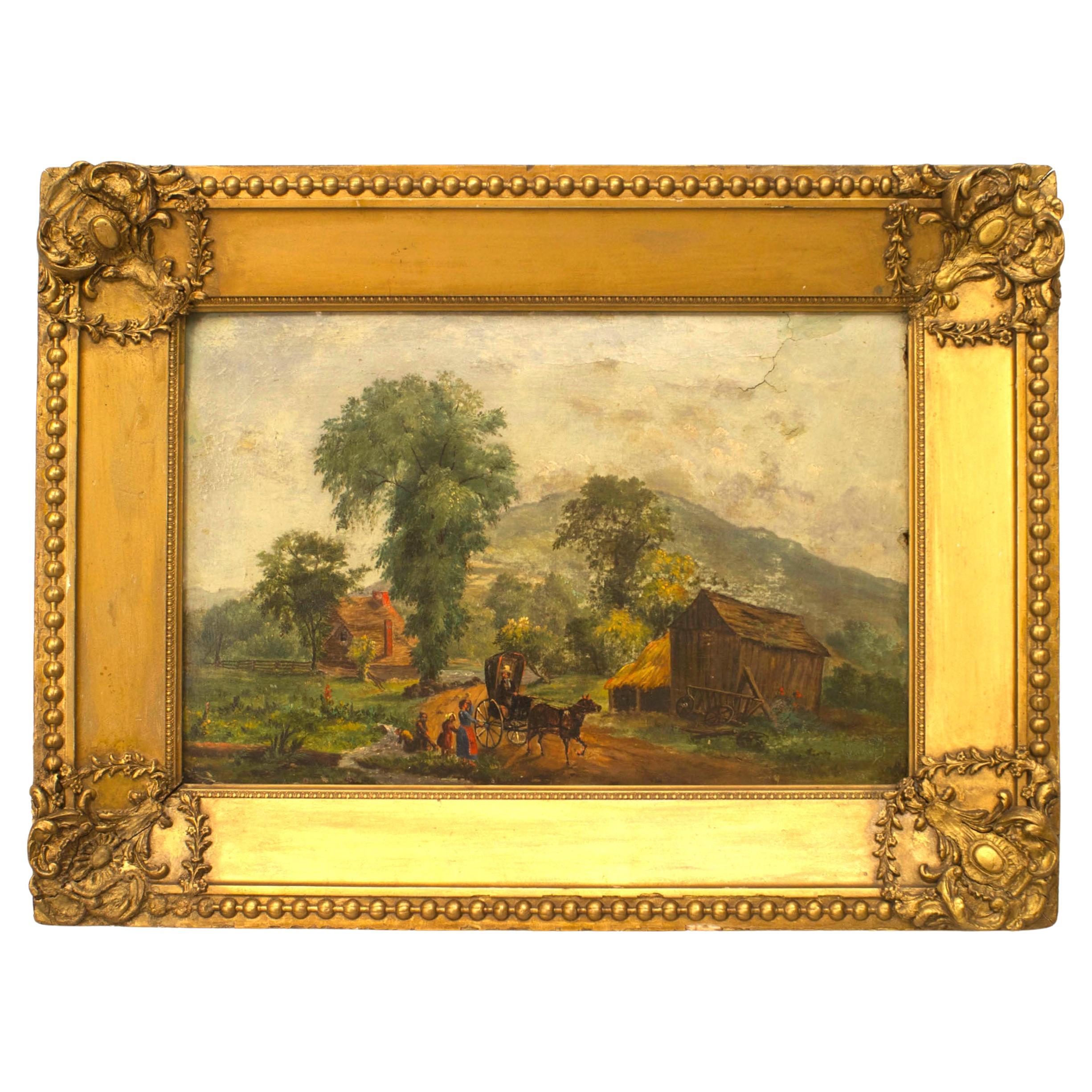Victorian Oil Painting of Country Scene