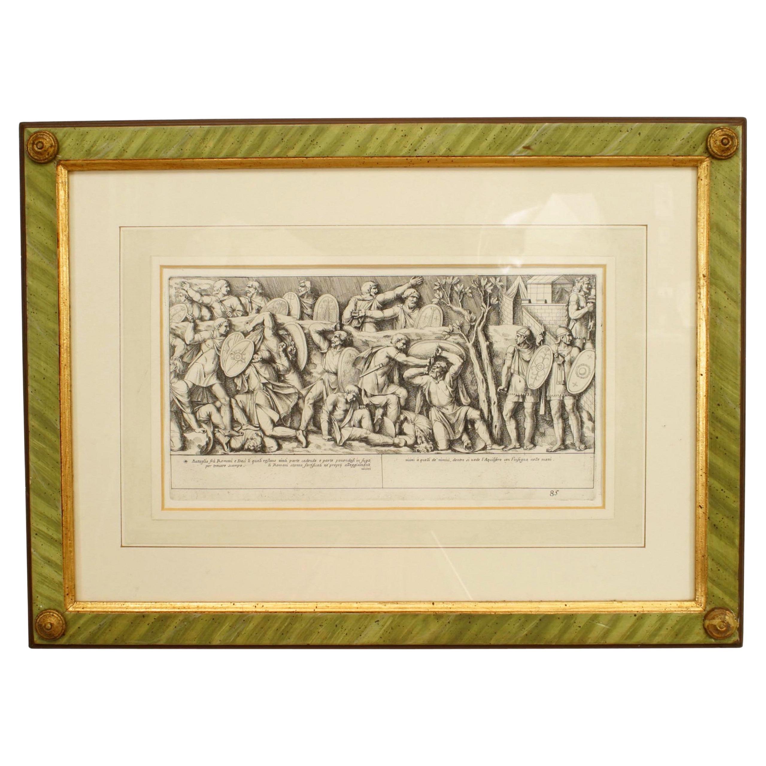 Neo-Classic Roman Historical Scene Print, Hand-Painted, 20th Century