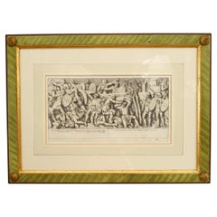 Neo-Classic Roman Historical Scene Print, Hand-Painted, 20th Century