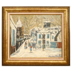 Cuadro impresionista de Utrillo, pintado a mano, finales del siglo XX